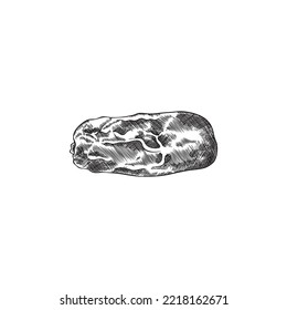 Hand drawn monochrome date palm fruit sketch style, vector illustration isolated on white background. Engraved natural organic product, decorative design element for web and print