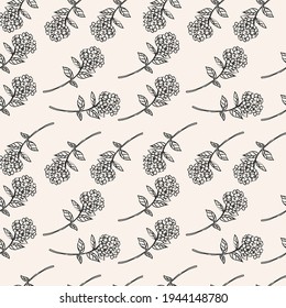 Hand drawn monochrome flower pattern design