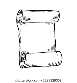 Estilo vintage del dibujo de la línea de desplazamiento antiguo monocromo dibujado a mano. Arte vectorial aislado de fondo blanco.
