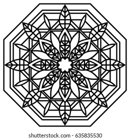 Hand drawn monochrome oriental ornamental lace round mandala for use in design t-shirt, vintage card, party invitation, poster, brochures, gift album, henna tattoo, scrapbook cover or pages