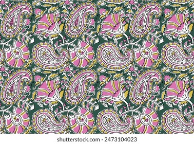 HAND DRAWN MONOCHROME PAISLEY FLORAL JAIPUR PRINTS SEAMLESS PRINT DIGITAL PATTERN IN VECTOR FILE