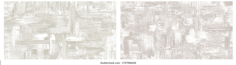 Hand drawn monochrome pattern. Clean white cross hatching brush strokes. Paint strokes on canvas, bright texture background vector illustration