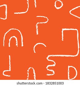 Hand drawn monochrome seamless pattern. Irregular chalk doodle lines. Abstract vector background with curve textured shapes.