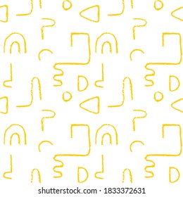 Patrón monocromo dibujado a mano sin fisuras. Líneas de garrapatas irregulares. Resumen de fondo vectorial con formas de textura de curva.
