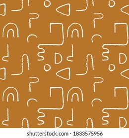Patrón monocromo dibujado a mano sin fisuras. Líneas de garrapatas irregulares. Resumen de fondo vectorial con formas de textura de curva.