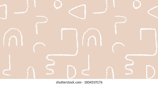 Patrón monocromo dibujado a mano sin fisuras. Líneas de garrapatas irregulares. Resumen de fondo vectorial con formas de textura de curva.