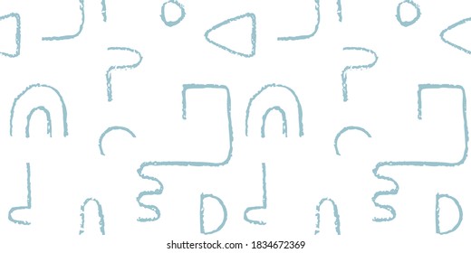 Patrón monocromo dibujado a mano sin fisuras. Líneas de garrapatas irregulares. Resumen de fondo vectorial con formas de textura de curva.