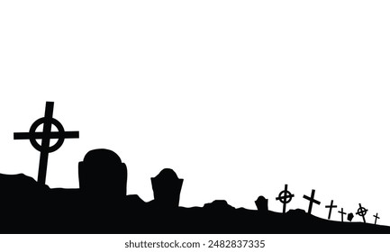 Hand drawn monochrome silhouettes for halloween celebration.