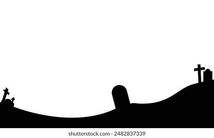 Hand drawn monochrome silhouettes for halloween celebration.