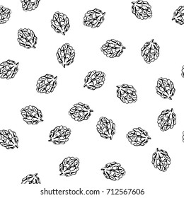 Hand drawn monochrome tree cone seamless pattern. Element for your designs - wrapping paper, wallpaper, greeting and congratulation card, new year and christmas card, textile and fabric print.