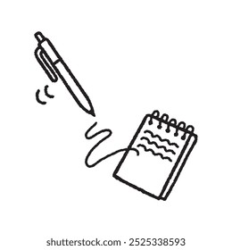 Hand drawn monochrome vector illustration of taking notes
