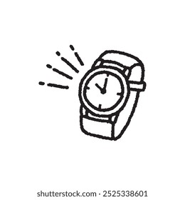 Dibujado a mano Ilustración vectorial monocromática del reloj