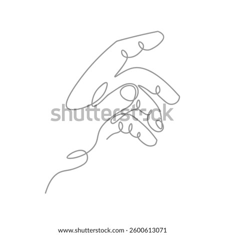 Hand drawn monogram line art human hand reaching out