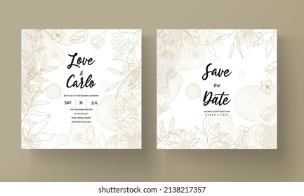 Hand drawn monoline floral decorative elements wedding invitation card