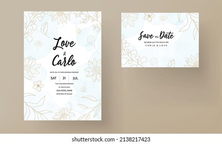 Hand drawn monoline floral decorative elements wedding invitation card
