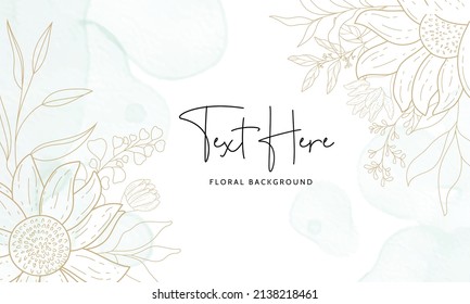 Hand drawn monoline floral decorative elements background