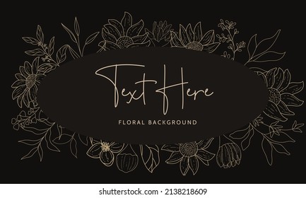 Hand drawn monoline floral decorative elements background