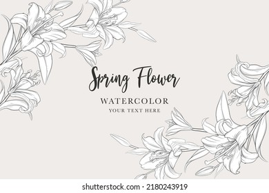 hand drawn mono-line floral lily background design