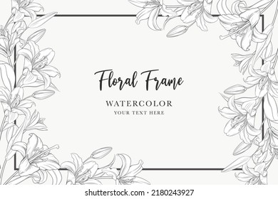 hand drawn mono-line floral lily background design