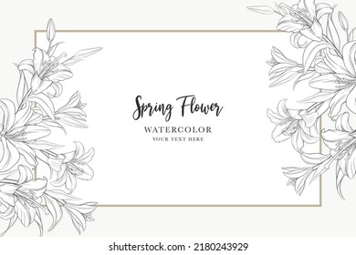 hand drawn mono-line floral lily background design