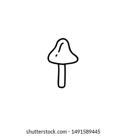 Hand drawn monoline mushroom, sketch line art, vector doodle illustration isolated on white background