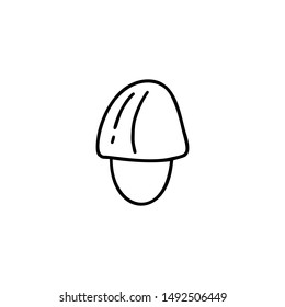 Hand drawn monoline mushroom, sketch line art, vector doodle illustration isolated on white background