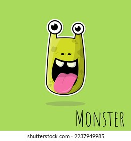 Hand drawn monster doodle green color