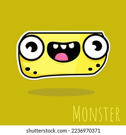 Hand drawn monster doodle yellow color