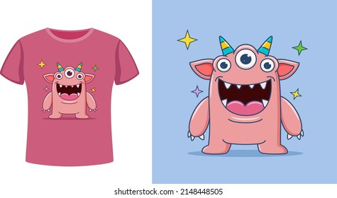 Hand drawn monster for t shirt design