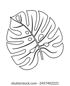 Handgezeichnetes Monsterblatt. Doodle-Vektorillustration. Isoliertes Symbol auf dem weißen Hintergrund.