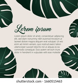 Handgezeichnete Monstera hinterlässt den Hintergrund. Naturhintergrund