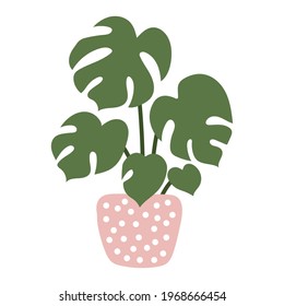 Mano dibujó a monstera. Ilustración vectorial. Objeto aislado sobre fondo blanco.