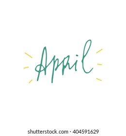 Hand drawn months. Vector illustration. April. 