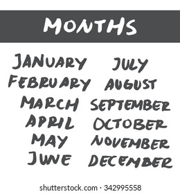 Hand drawn months of the year