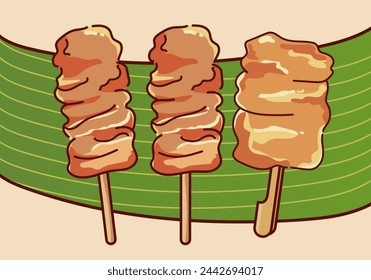 hand drawn moo ping (Pork grill Thai style)