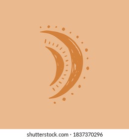 Hand drawn moon art, modern sketch style