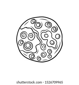 Hand drawn Moon isolated on a white. Vector illustration.