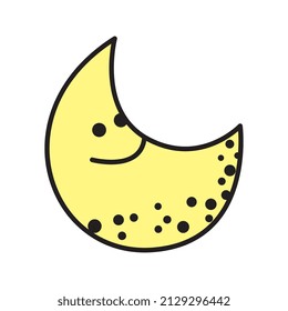 hand drawn moon isolated over white background. vector illustration
