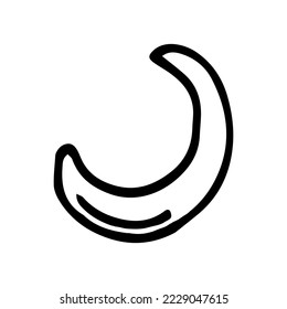 Hand drawn moon in outline sketch style