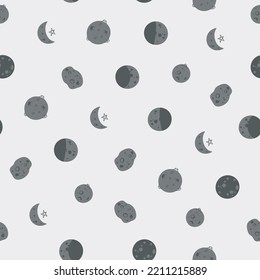 Hand drawn moon seamless pattern