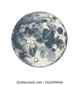 Hand drawn moon. Vector illustration in retro style