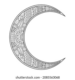 Dibujo manual de la luz de la luna en estilo zentángulo