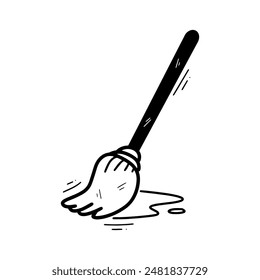 Dibujado a mano Mop Ilustración. Vector Doodle. Aislado sobre fondo blanco - EPS 10 Vector