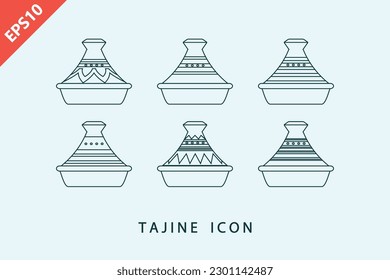 Hand drawn Moroccan steam food tajine design icon vector modern illustration
