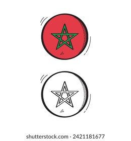 Hand Drawn Morocco Flag Icon Vector Design.