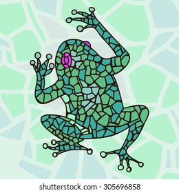 hand drawn mosaic frog