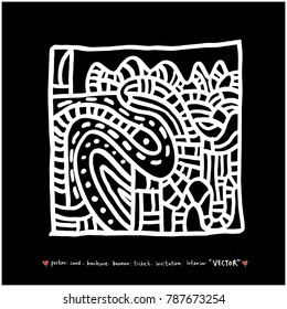 Hand drawn mosaic illustrations - vector