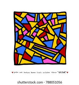 Hand drawn mosaic illustrations - vector