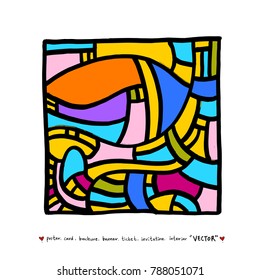 Hand drawn mosaic illustrations - vector