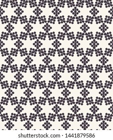 Hand drawn mosaic star trellis. Repeating geo festive background. Monochrome starry mesh textile swatch. Modern black white wallpaper. Geometric screen style all over print. Seamless vector pattern. 